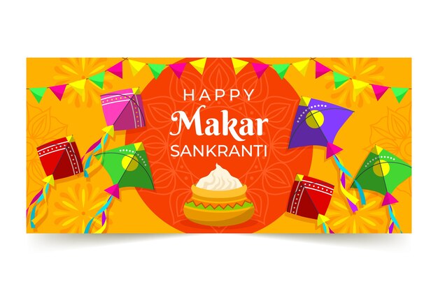 Banner horizontal plano makar sankranti