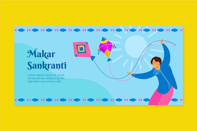 Vector gratuito banner horizontal plano makar sankranti