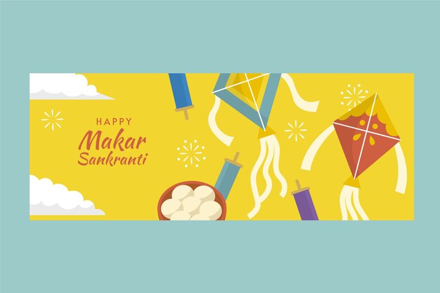 Banner horizontal plano makar sankranti