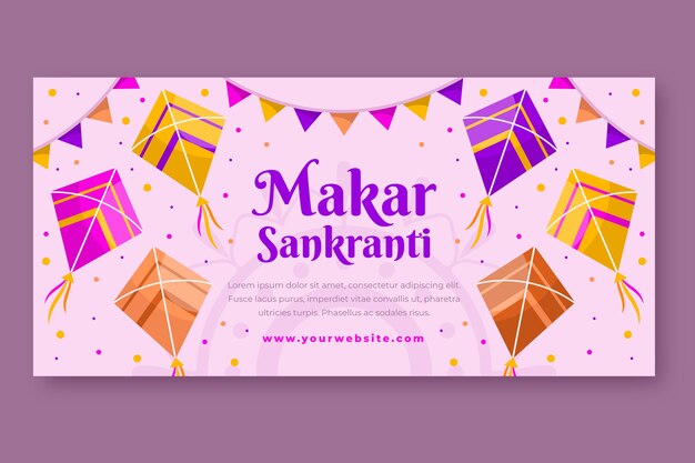 Banner horizontal plano makar sankranti