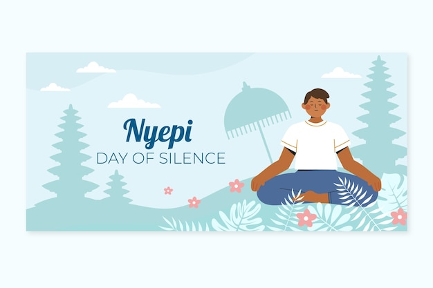 Vector gratuito banner horizontal plano nyepi