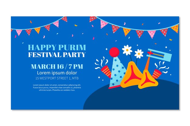 Banner horizontal plano de purim