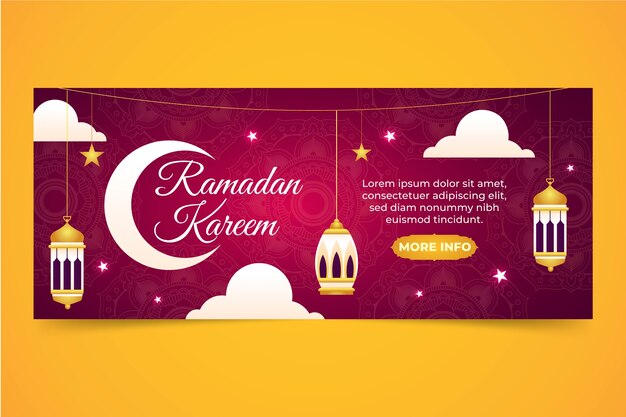 Banner horizontal de ramadán degradado