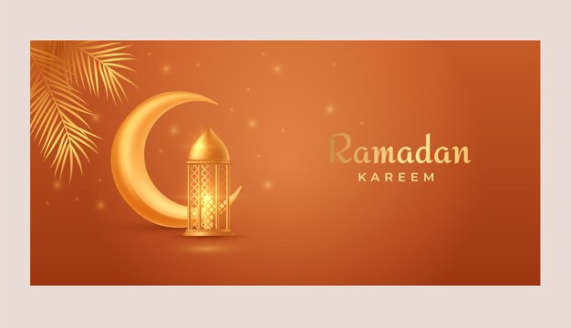 Banner horizontal de ramadán realista