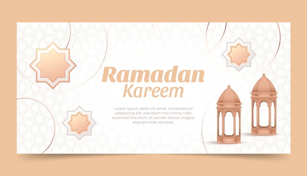 Vector gratuito banner horizontal de ramadán realista