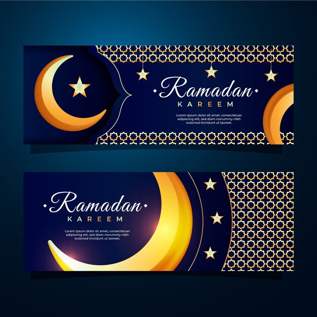 Banner horizontal de ramadán realista