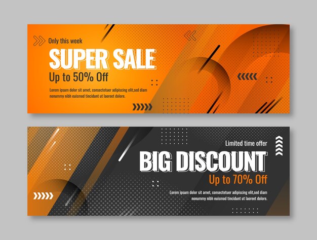 Banner horizontal de semitono degradado