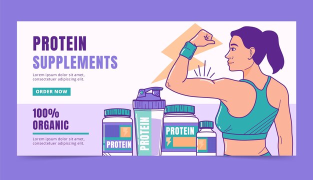 Banner horizontal de suplementos proteicos