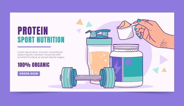 Banner horizontal de suplementos proteicos