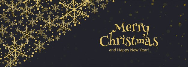 Banner horizontal con tarjeta de copos de nieve de Navidad