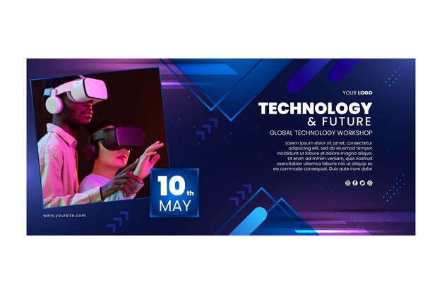 Banner horizontal de tecnología y futuro.