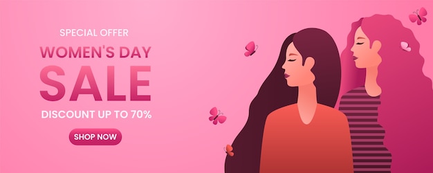 Vector gratuito banner horizontal de venta del día internacional de la mujer degradado