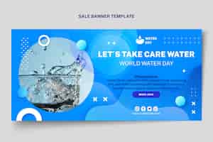 Vector gratuito banner horizontal de venta del día mundial del agua degradado