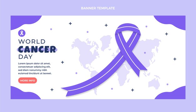 Vector gratuito banner horizontal de venta del día mundial del cáncer plano