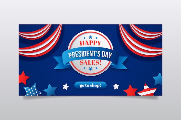 Vector gratuito banner horizontal de venta de día de presidentes degradado