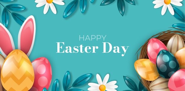 Banner horizontal de venta de pascua degradado