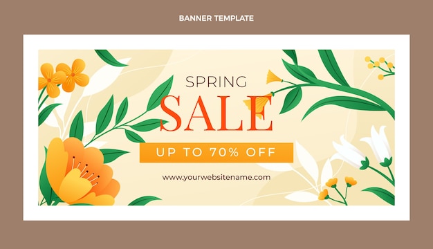 Vector gratuito banner horizontal de venta de primavera degradado