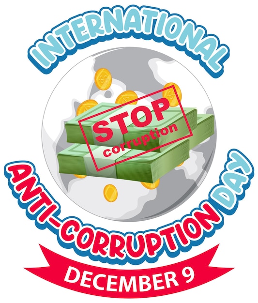 Vector gratuito banner de icono de diciembre del día internacional contra la corrupción