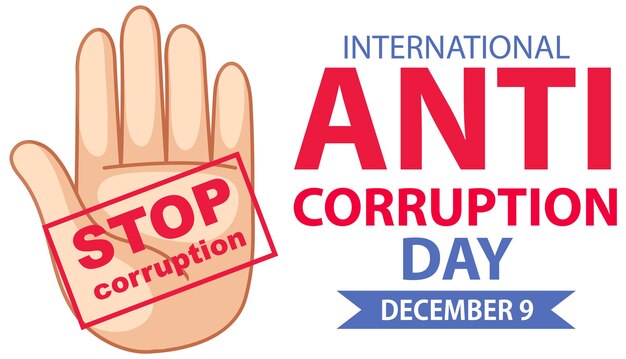 Banner de icono de diciembre del día internacional contra la corrupción