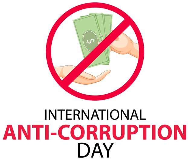 Banner de icono de diciembre del día internacional contra la corrupción