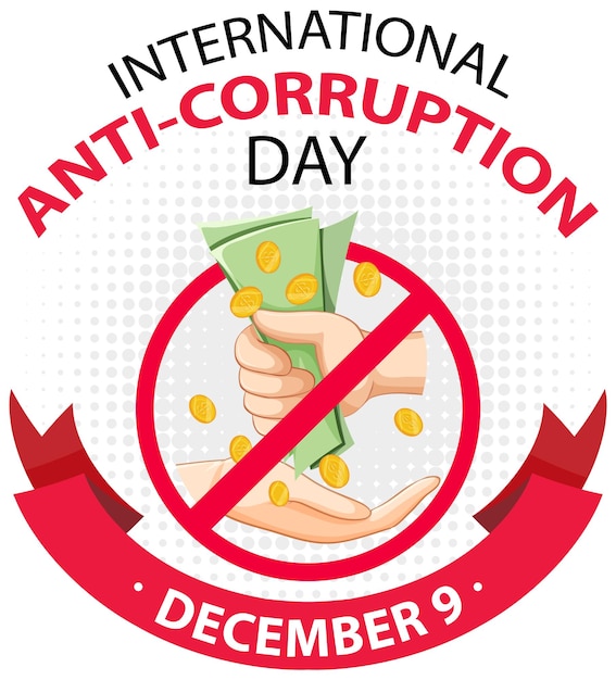 Vector gratuito banner de icono de diciembre del día internacional contra la corrupción