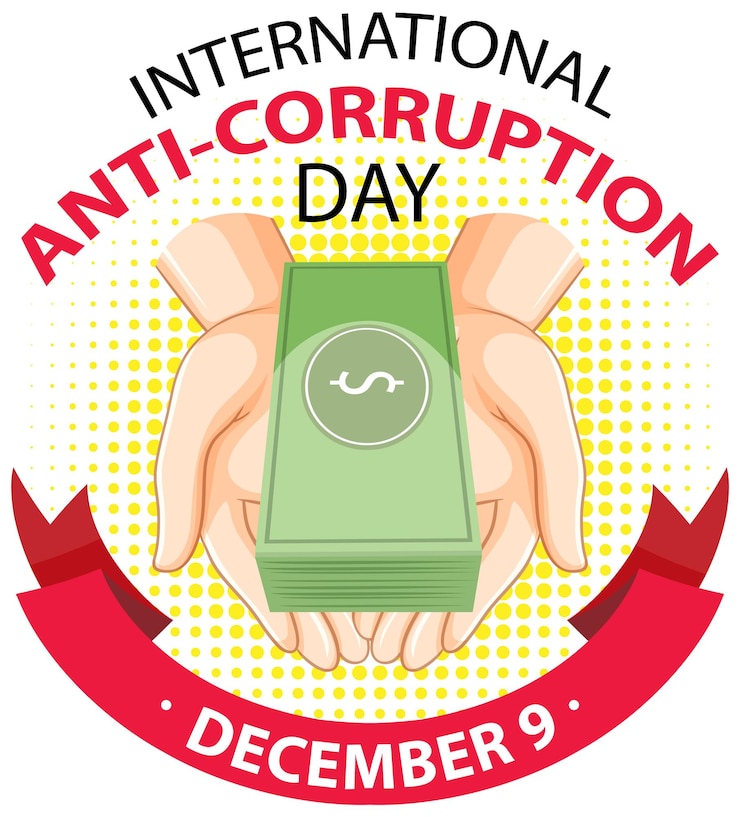 Vector gratuito banner de icono de diciembre del día internacional contra la corrupción