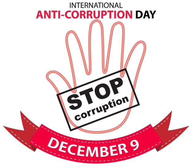 Banner de icono de diciembre del día internacional contra la corrupción