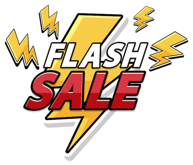 Banner de icono de venta flash con signo de relámpago amarillo