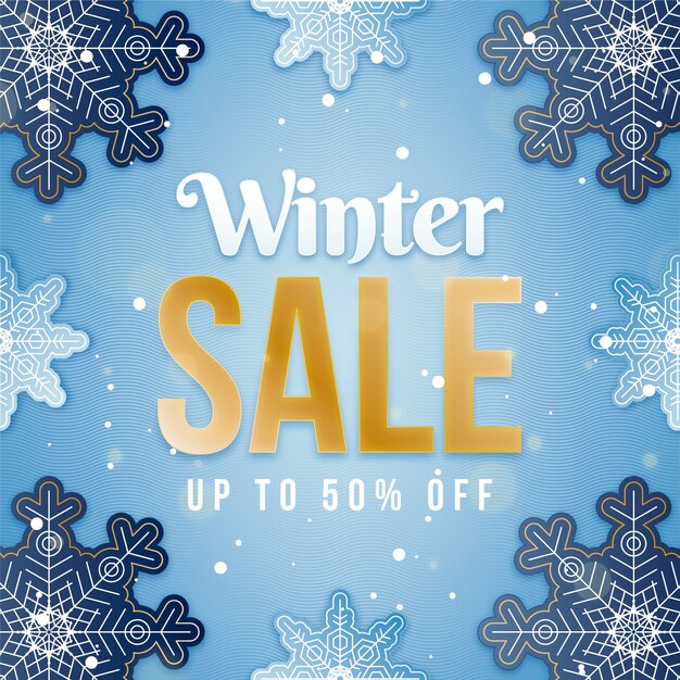 Banner y ilustración de rebajas de invierno degradado