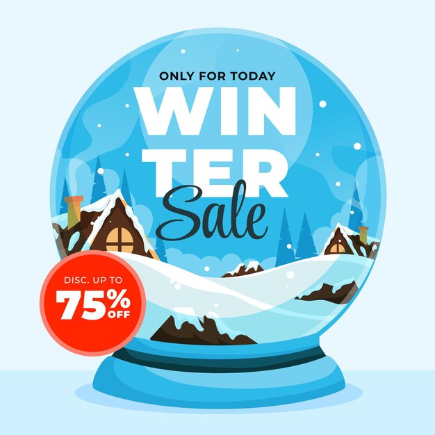 Vector gratuito banner y ilustración de rebajas de invierno plano