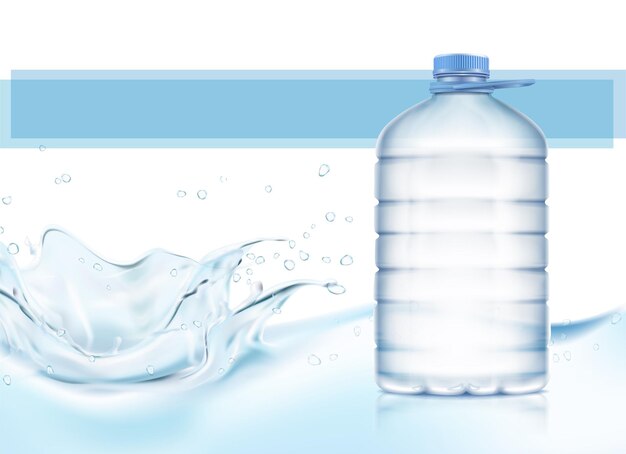banner de ilustración vectorial realista Banner de agua de plástico con salpicaduras de agua