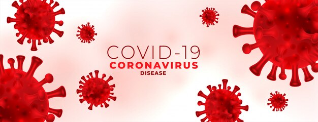 Banner de infección por coronavirus con glóbulos rojos de virus