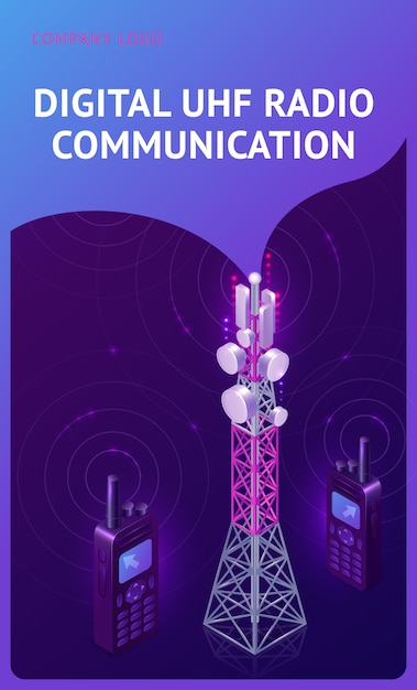 Banner isométrico digital de comunicación por radio UHF