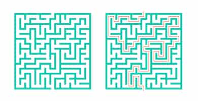 Vector gratuito banner de juego de rompecabezas de laberinto abstracto resuelve el misterio