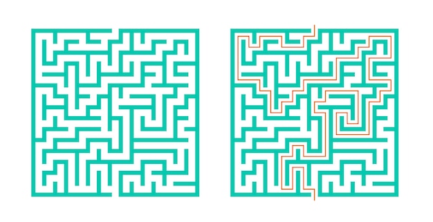 Banner de juego de rompecabezas de laberinto abstracto resuelve el misterio