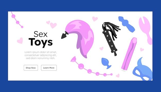 Banner de juguetes sexuales de diseño plano