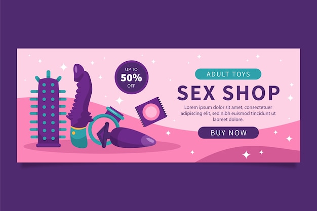 Banner de juguetes sexuales de diseño plano