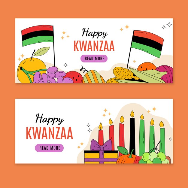 Banner de kwanzaa de diseño plano