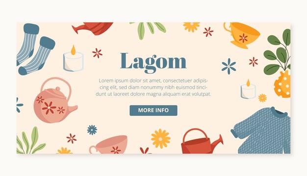 Vector gratuito banner lagom plano dibujado a mano