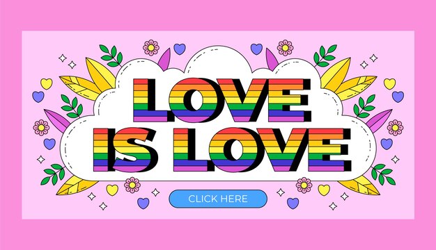 Banner lgbt dibujado a mano del mes del orgullo