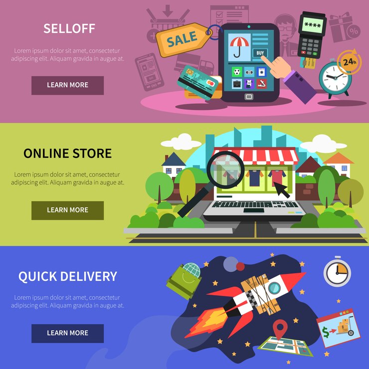 Vector gratuito banner en línea horizontal