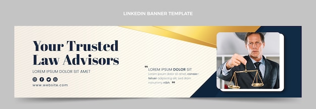 Banner de linkedin del bufete de abogados de lujo degradado
