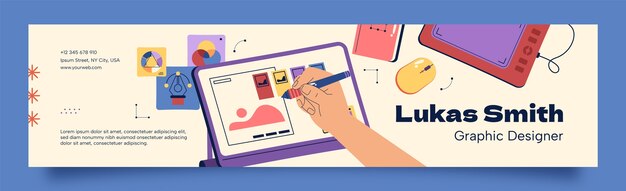 Banner de linkedin de diseñador gráfico de diseño plano
