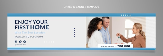 Vector gratuito banner de linkedin de gradiente de bienes raíces