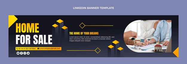 Banner de linkedin de gradiente de bienes raíces