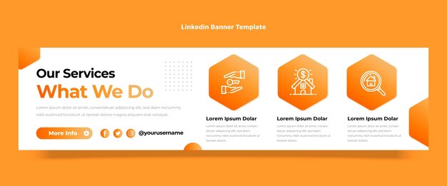 Banner de linkedin de gradiente de bienes raíces