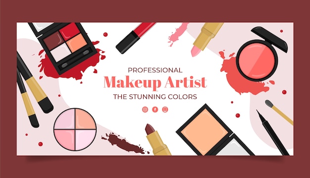 Banner de linkedin de maquillador dibujado a mano