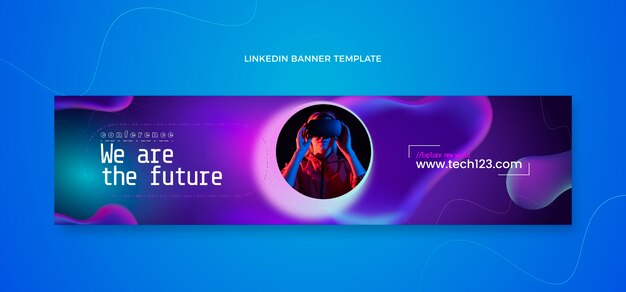 Banner de linkedin de tecnología fluida abstracta degradado