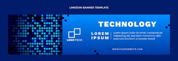 Banner de linkedin de tecnología fluida abstracta degradado