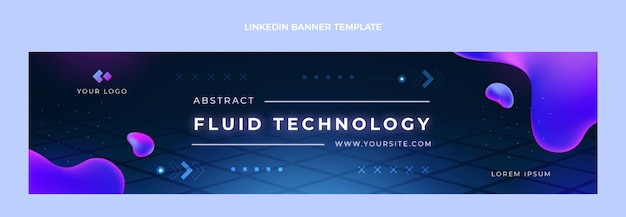 Vector gratuito banner de linkedin de tecnología fluida abstracta degradado